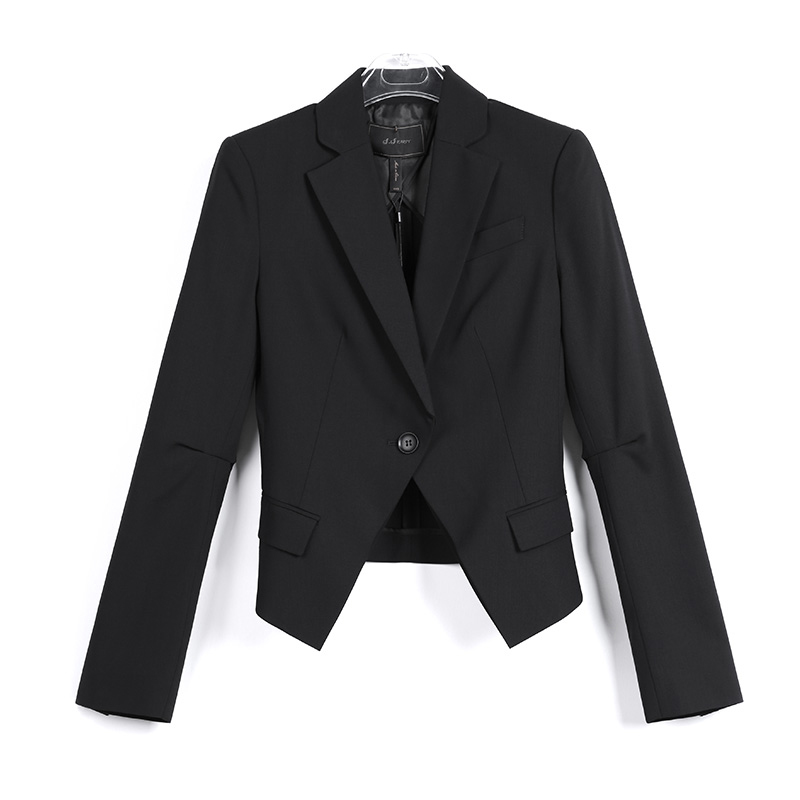 B743 Women Knit long sleeve half lined career tailored short blazer