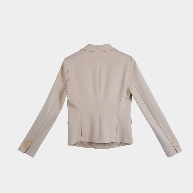 G41762 Women Knit notch collar long sleeves career tailored short blazer