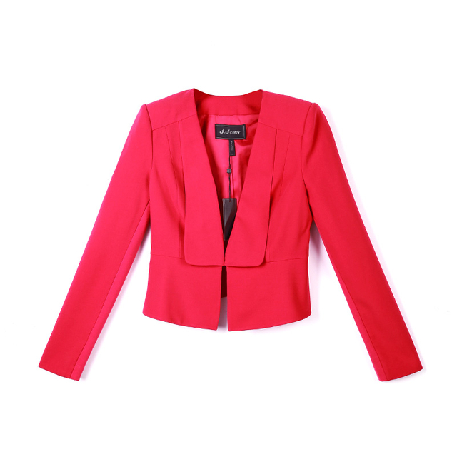 F980 Women lapel long sleeves back peplum tailored short blazer