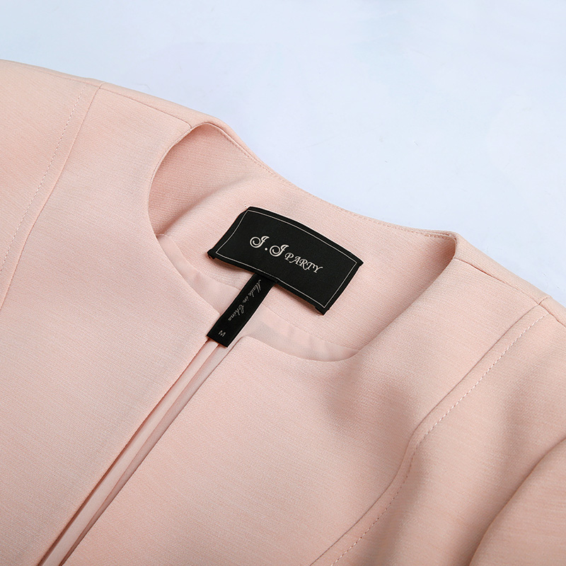 J623 Women Solid long sleeve zipper-waisted panel smart casual short jacket 
