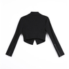 C163 Women Solid knit long sleeve smart casual cropped jacket