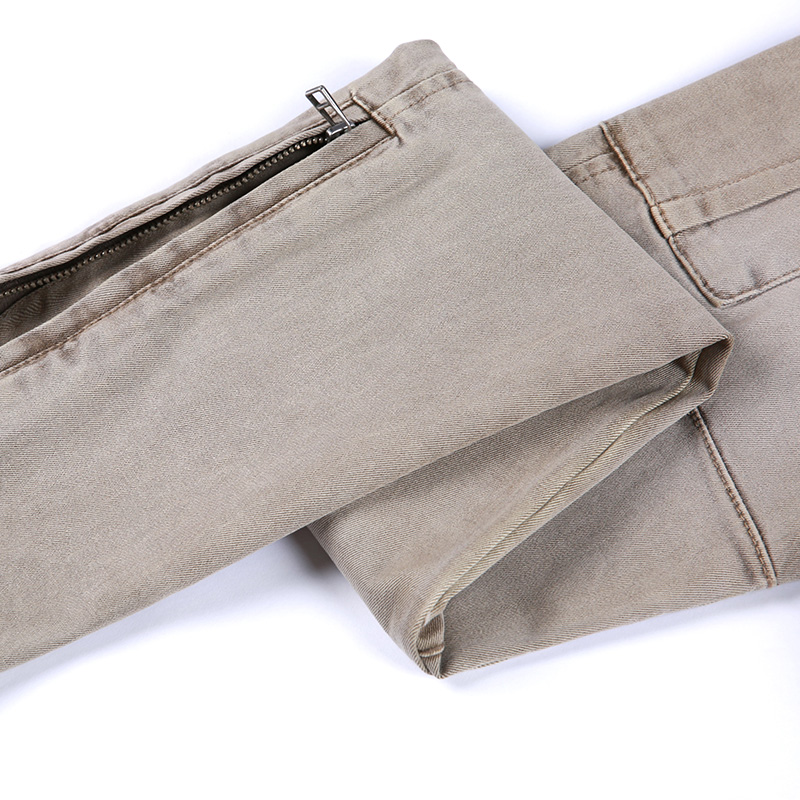 D647 Women overdye cotton twill zip cuff cargo pants