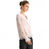 T150 Women Floral lace V-neck ruffled detail long sleeve blouse