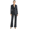 J155 Women Lace bonded fabric combo velvet notched lapel tailored-cut single-breasted blazer