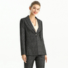 J155-2 Women Metallic jacquard long sleeves notched lapel tailored-cut single-breasted blazer