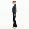 J189 Women Tweed jacket V-neck Puff sleeve chain trimmed short jacket