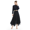 S068-1 Women Polka dot print asymmetric panelled long flare handkerchief skirt