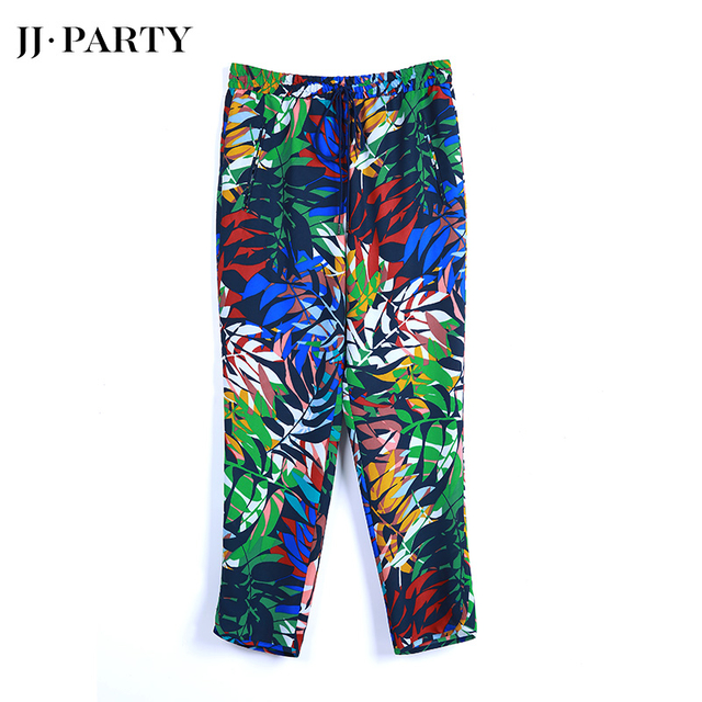 G221 Women Leaves print drawstring-waist tapered leg cropped pants