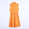 B528 Women Cotton V neck sleeveless ruffle detail straight hem mini dress