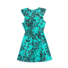 I163 Women Floral print ruffle collar sleeveless A-line dress