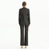 P147-4 Women Metallic jacquard mid-rise straight leg evening trousers