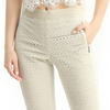 P128 Women Perforated Faux suede combo Ponte knit elasticated waist slim fit pants