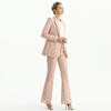 P164-1 Women Scattered sequin floral lace mid-rise boot-cut tailored evening trousers
