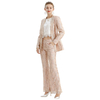 P164-4 Women Embroidered sequinned tulle mid-rise boot-cut tailored evening trousers