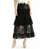 S138 Women Sequin bead embellishment Swiss dot tiered ruffle long evening skirt