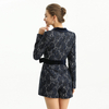 R154 Women Bonded sequinned lace long sleeves party romper