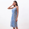 D227 Women sequinned lace spaghetti straps ruffled detail midi party dress