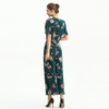 R160 Women Floral print short puff sleeves jumpsuit 