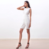 R231 Women Solid round neck lace trimmed romper