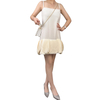 D426 Women Solid strappy multi-layers motif decorated hemline mini party dress 