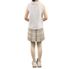 B563 Women Cotton V-neck ruched ruffle tank top