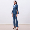 J235 Women Polyester notched lapel split sleeve tailored-cut single-breasted blazer