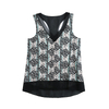 L900 Women Print chiffon color-blocked V-neck picot edge detailed racer back tank top