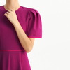 D094 Solid Short Puffy Sleeve Mini Day Dress
