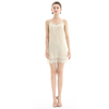 D078-6 Women 2 tone eyelash lace cape sleeve flared asymmetric hem midi evening dress
