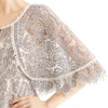 D078-1 Women floral lace cape sleeve flared asymmetric hem midi evening dress