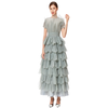 D132-1 Girls Velvet short sleeves top pleated ruffle tiered tulle gown 