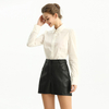P218 Women faux leather classic scoop pockets smart casual shorts