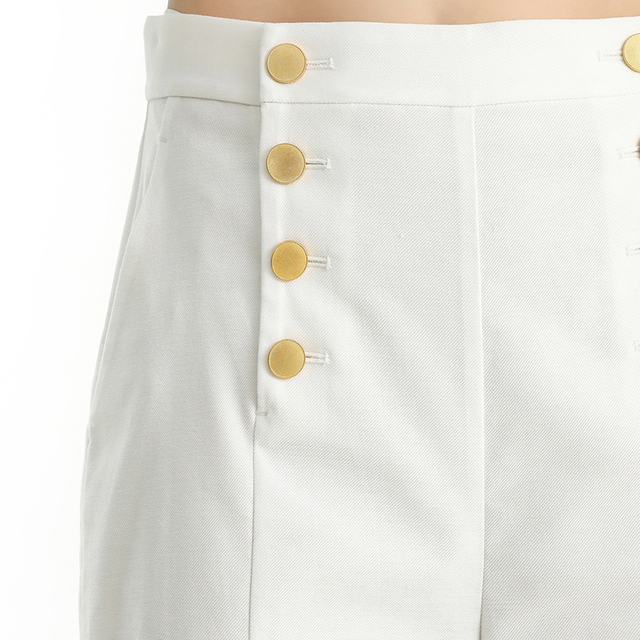 P213 Women cotton polyester stretch cropped sailor trousers