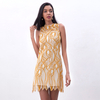 D097-1 Women fashion eyelash lace sleeveless fitted day and party mini dress