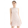 D106-1 Women 3D flower embroidered lace sleeveless fitted day and party mini dress