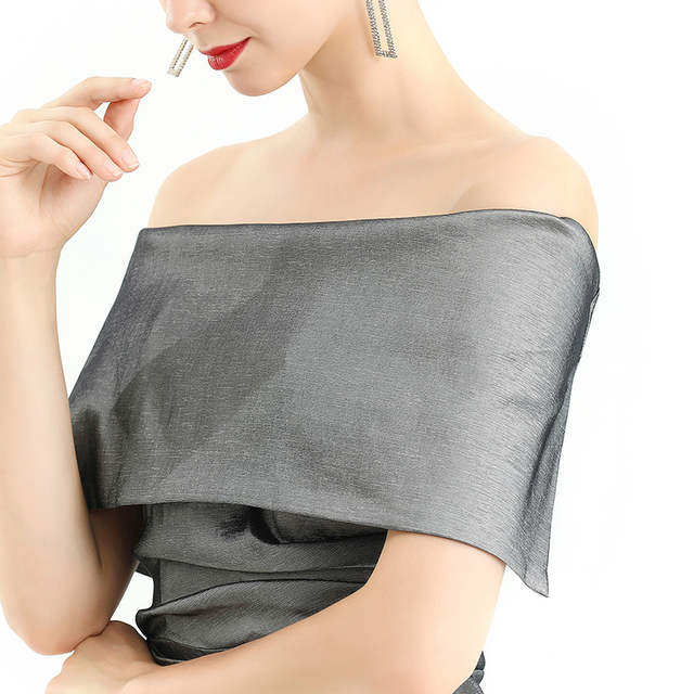 D111 Women Solid off shoulder draped detailing fitted mermaid maxi evening dress