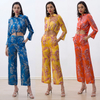 P266 Women Floral print fit and flare boot-cut ankle-length pants