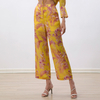 P266 Women Floral print fit and flare boot-cut ankle-length pants