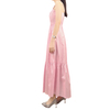 D296 Women Cotton strappy smocked back tiered ruffle flared midi dress 