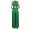 R404 Women Solid sleeveless sunburst pleated party jumpsuit