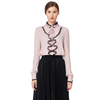 T044 Women Solid crinkle chiffon long sleeves career casual blouse