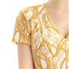 D062-8 Women 2-tone eyelet lace V neck cap sleeves flared midi evening dress