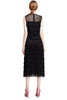 D003 Women Multi layers fringes sleeveless midi party dress