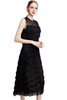 D003 Women Multi layers fringes sleeveless midi party dress