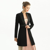 C134-1 Women Solid long sleeve fitted zipper-waisted mid length jacket 