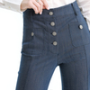 P177 Women Tencel polyester stretch denim button fly smart casual trousers
