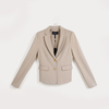 G41762 Women Knit notch collar long sleeves career tailored short blazer