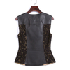 X209 Women faux leather lace combo peplum biker vest