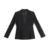 873A Women Solid suiting floral lace combo long sleeve tailored blazer