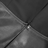 5969 Women Solid woven and faux leather combo zipper-waisted mid length jacket